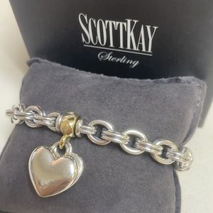 Scott Kay Sterling Silver & 18k Yellow Gold Heart Charm Bracelet